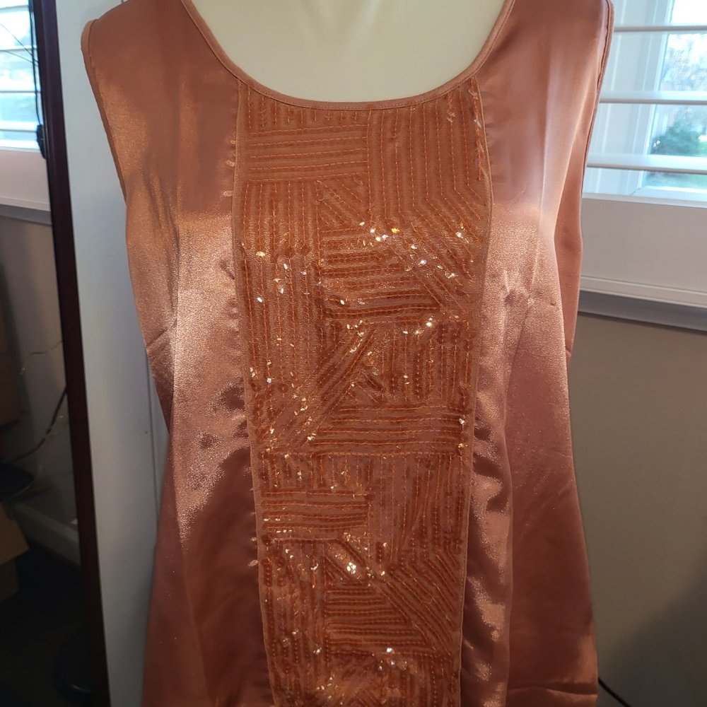 Dana Buckman Satin Top with Sequence Accent